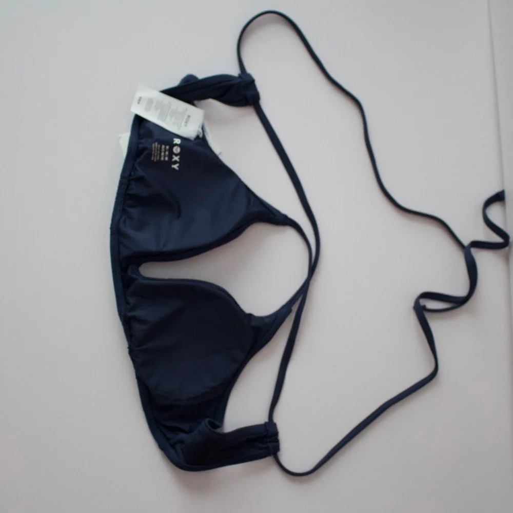 Roxy Swim SD Beach Classics Athletic Triangle Bikini Top Blue - Picture 5 of 7